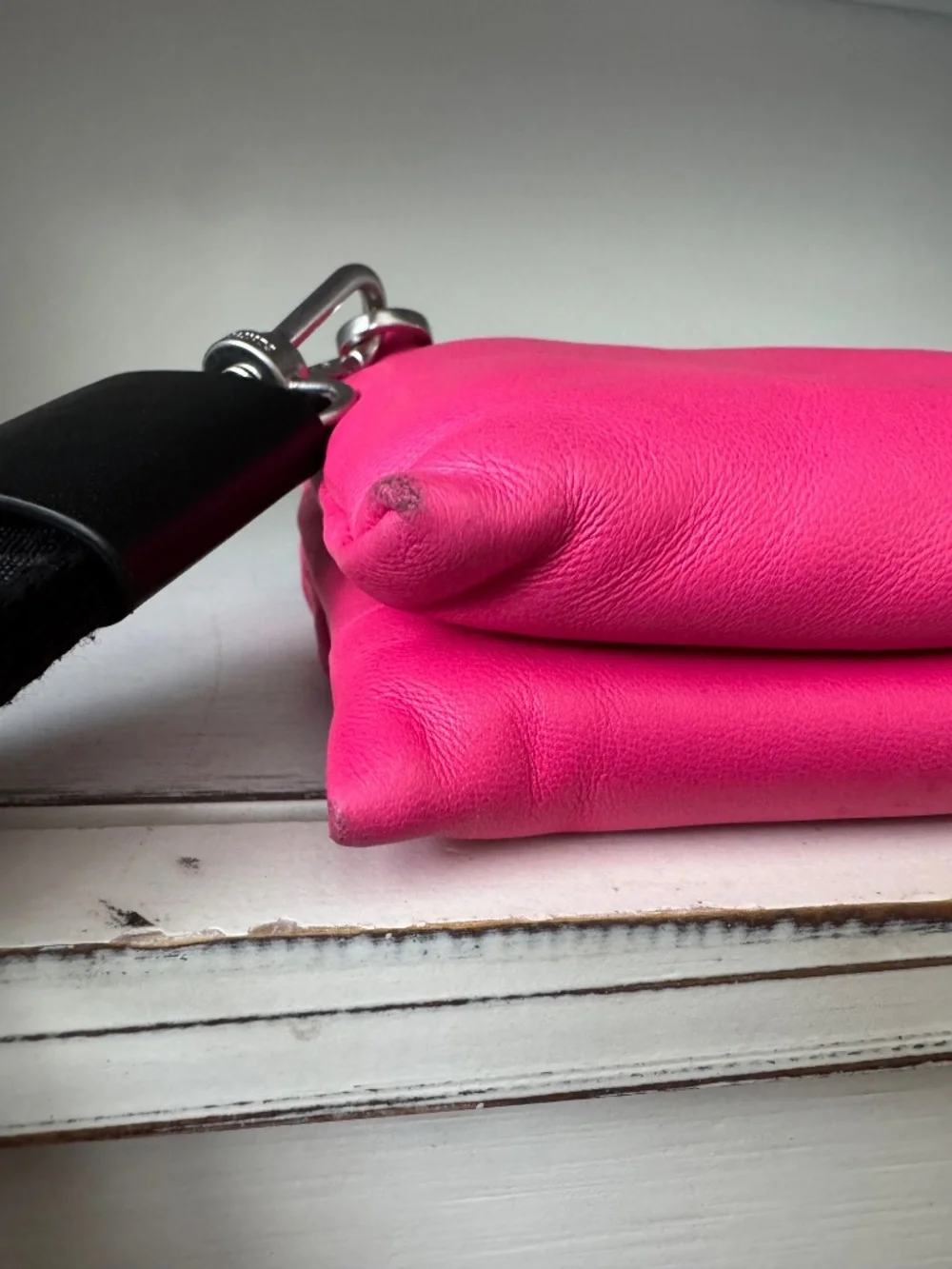 All Saints Ezra Quilted Crossbody Bag Purse Pink Black Logo‎